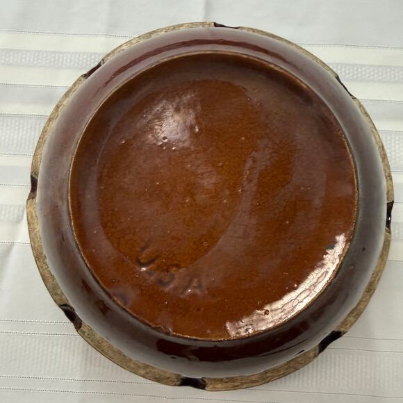 Vintage Brown Glazed Stoneware Bowl 10” Rustic Farmhouse Pottery - Picture 8 of 9